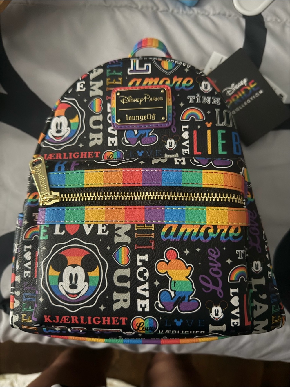 Loungefly Disney Mickey Mouse Pride Love Languages Mini Backpack NWT